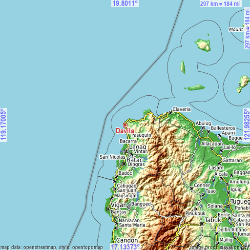 Topographic map of Davila