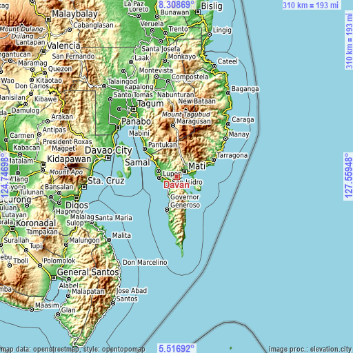 Topographic map of Davan