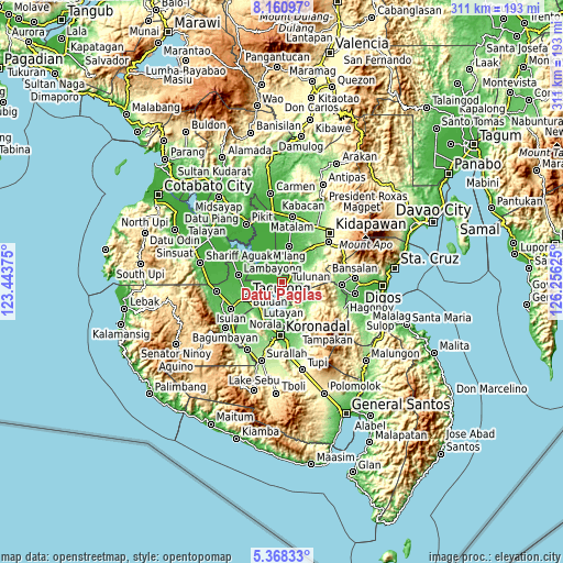 Topographic map of Datu Paglas