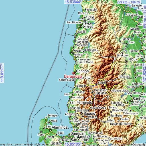 Topographic map of Darapidap