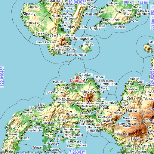 Topographic map of Dapitan