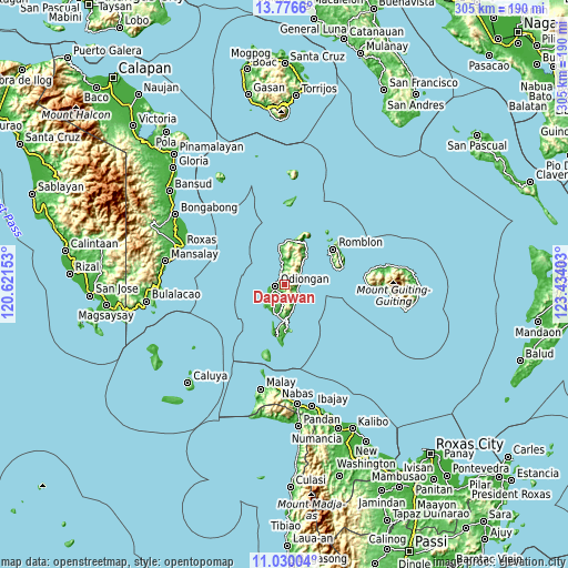 Topographic map of Dapawan