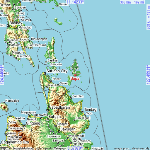 Topographic map of Dapa