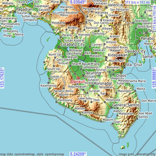 Topographic map of Dansuli