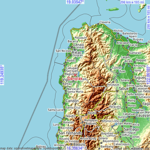 Topographic map of Danglas