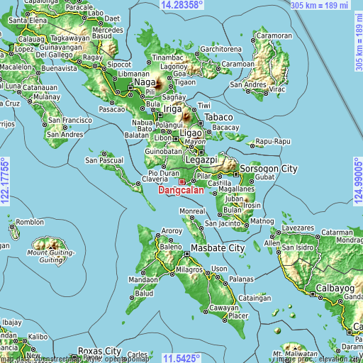 Topographic map of Dangcalan