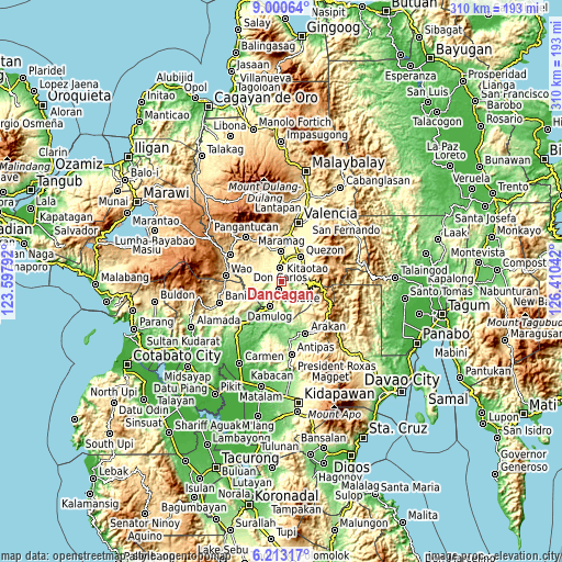 Topographic map of Dancagan