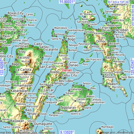Topographic map of Danao
