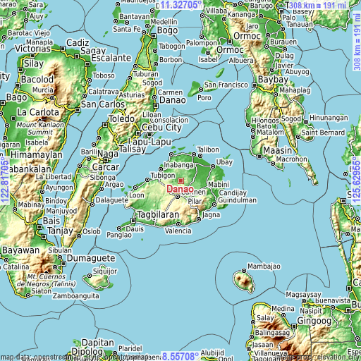 Topographic map of Danao