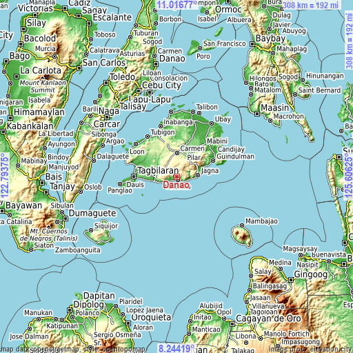 Topographic map of Danao