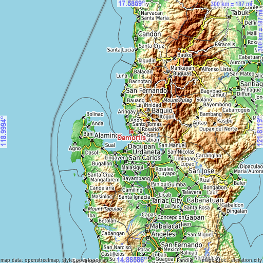 Topographic map of Damortis