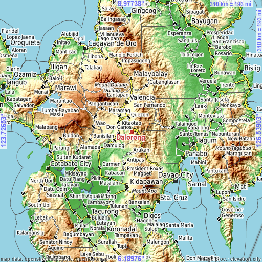 Topographic map of Dalorong