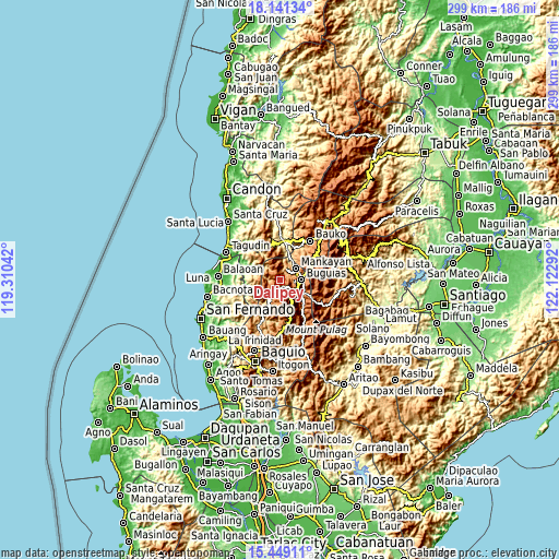 Topographic map of Dalipey