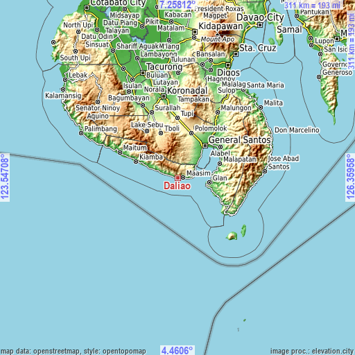 Topographic map of Daliao