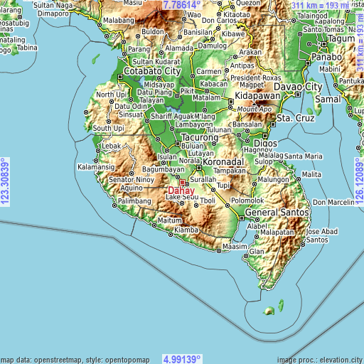 Topographic map of Dahay