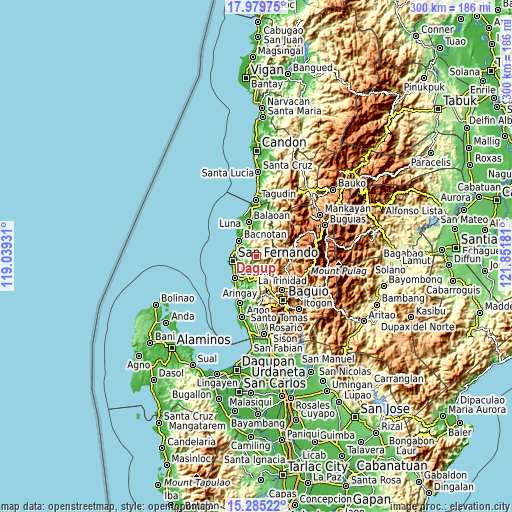 Topographic map of Dagup