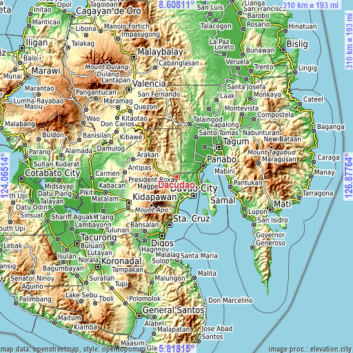 Topographic map of Dacudao