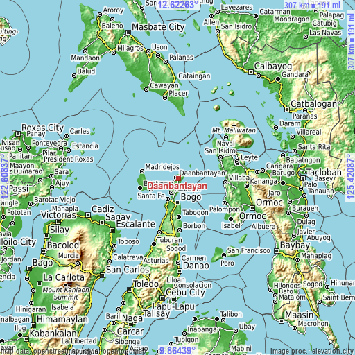 Topographic map of Daanbantayan