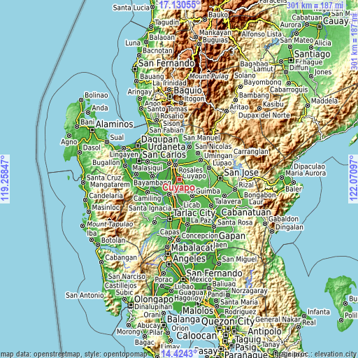 Topographic map of Cuyapo