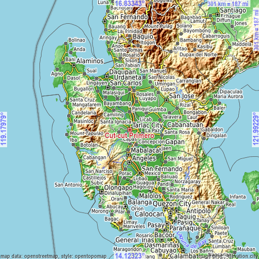 Topographic map of Cut-cut Primero