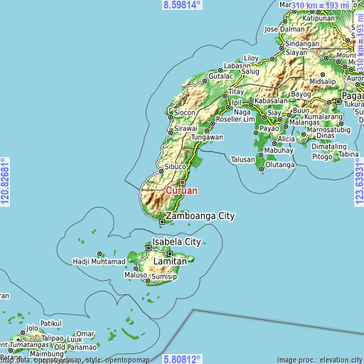 Topographic map of Curuan