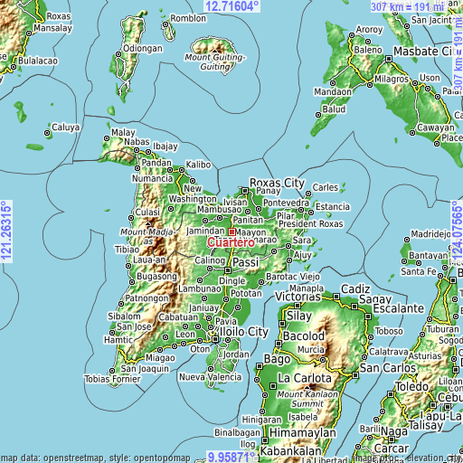 Topographic map of Cuartero