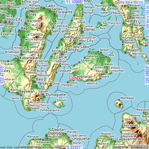 Topographic map of Cortes