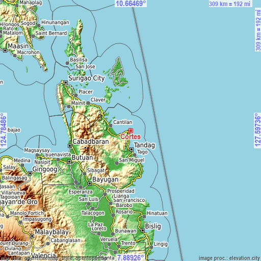 Topographic map of Cortes