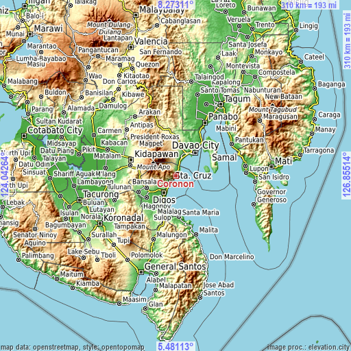 Topographic map of Coronon