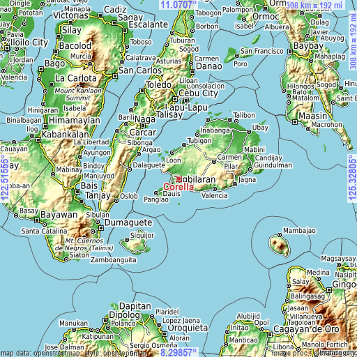 Topographic map of Corella