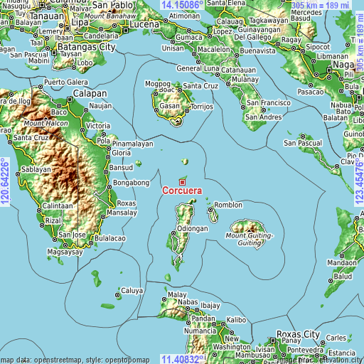 Topographic map of Corcuera