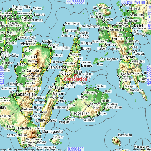 Topographic map of Consolacion