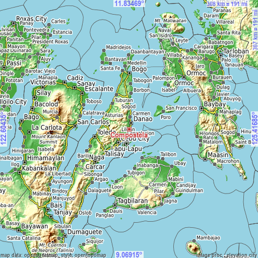 Topographic map of Compostela