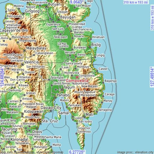 Topographic map of Compostela