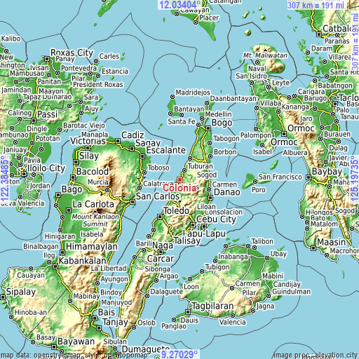 Topographic map of Colonia