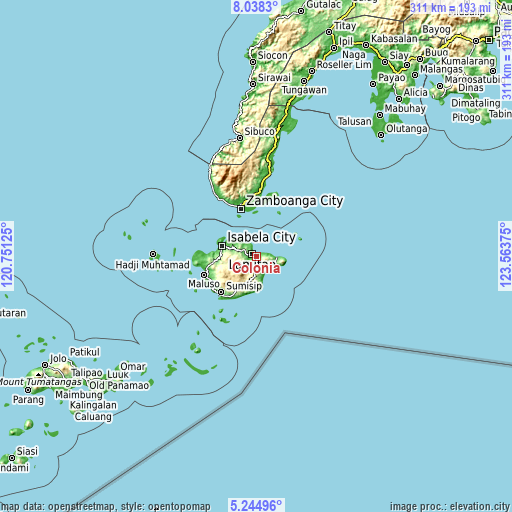 Topographic map of Colonia