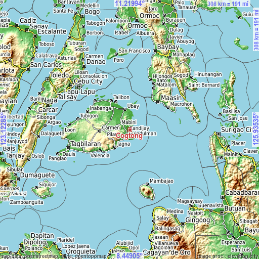 Topographic map of Cogtong