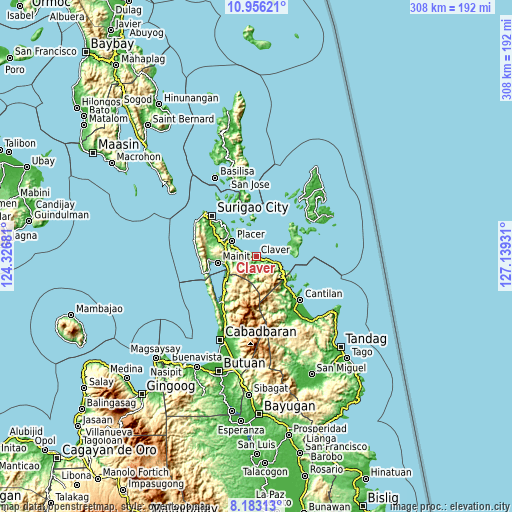 Topographic map of Claver