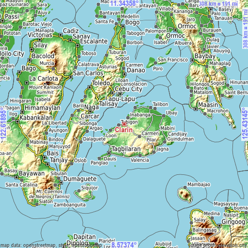 Topographic map of Clarin