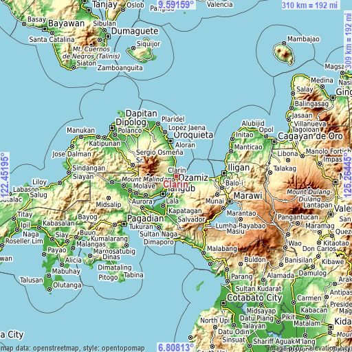 Topographic map of Clarin