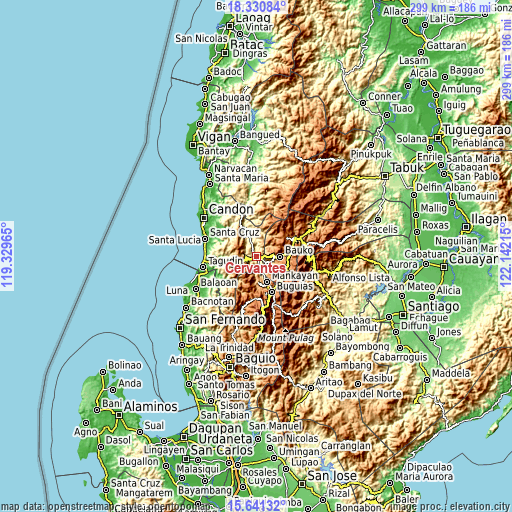 Topographic map of Cervantes