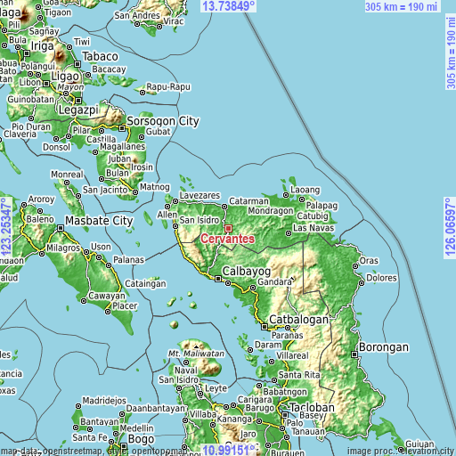 Topographic map of Cervantes