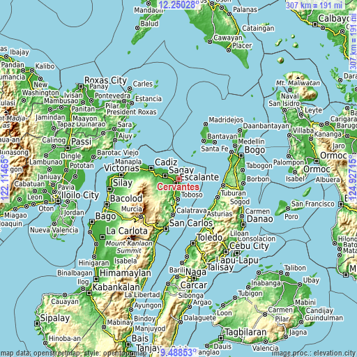 Topographic map of Cervantes