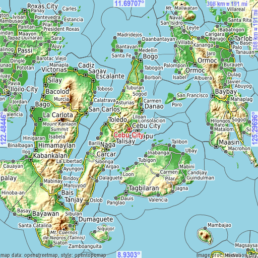Topographic map of Cebu City