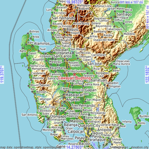 Topographic map of Cawayan Bugtong