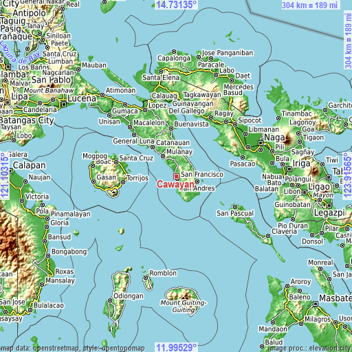 Topographic map of Cawayan