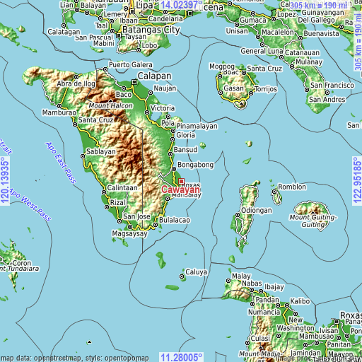 Topographic map of Cawayan