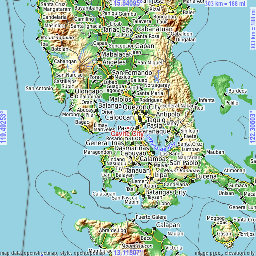 Topographic map of Cavite City