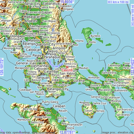 Topographic map of Cavinti