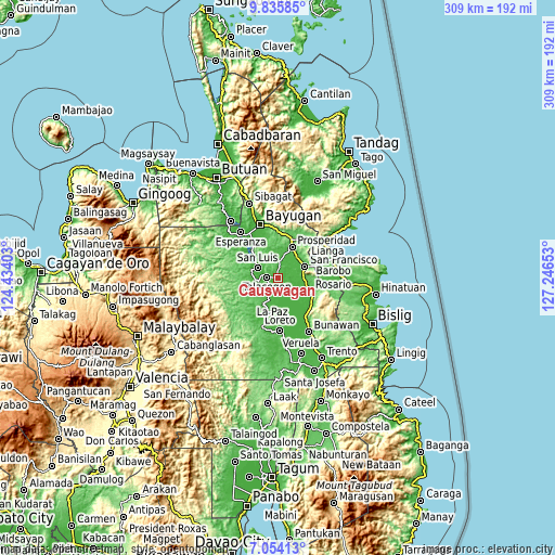 Topographic map of Causwagan